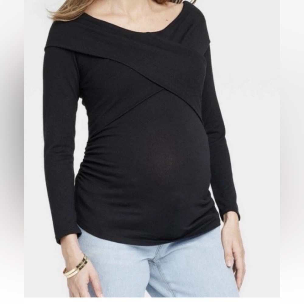Isabel And Ingrid Sweater Maternity Size Small Black Very Stretchy Flattering